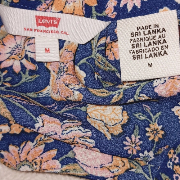 Levi's Floral High-Neck Long Sleeve Blouse Size M - Picture 9 of 13